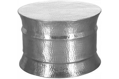 Table basse design en aluminium argenté