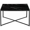 Table basse en verre aspect marbre noir et métal noir