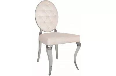 Set de 2 chaises baroque en velours capitonné beige