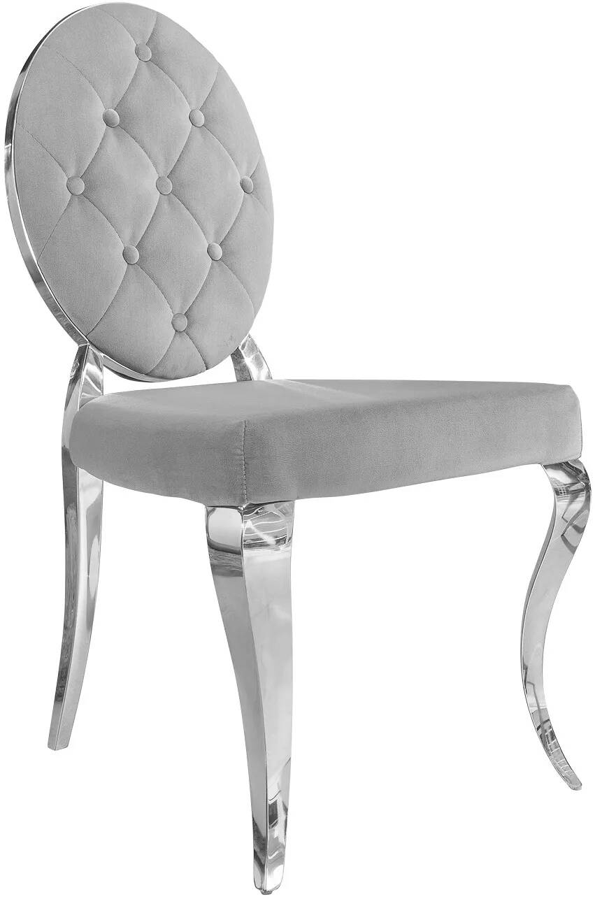 Set de 2 chaises baroque en velours capitonné gris