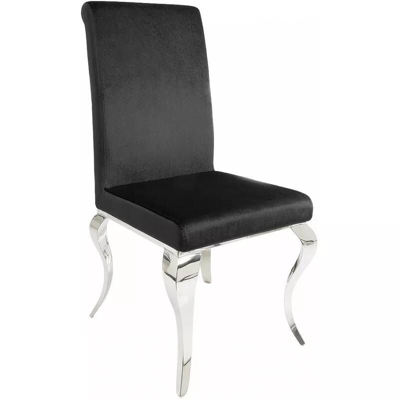 Set de 2 chaises en velours noir et inox chromé