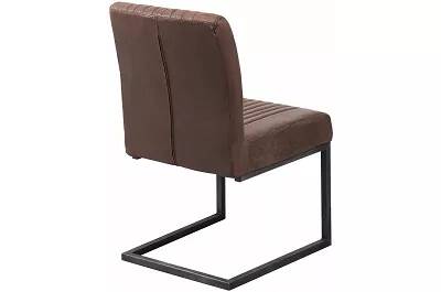 Chaise en microfibre matelassé marron vintage