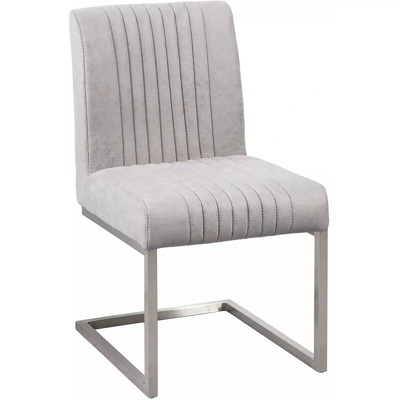 Chaise en microfibre matelassé gris clair vintage