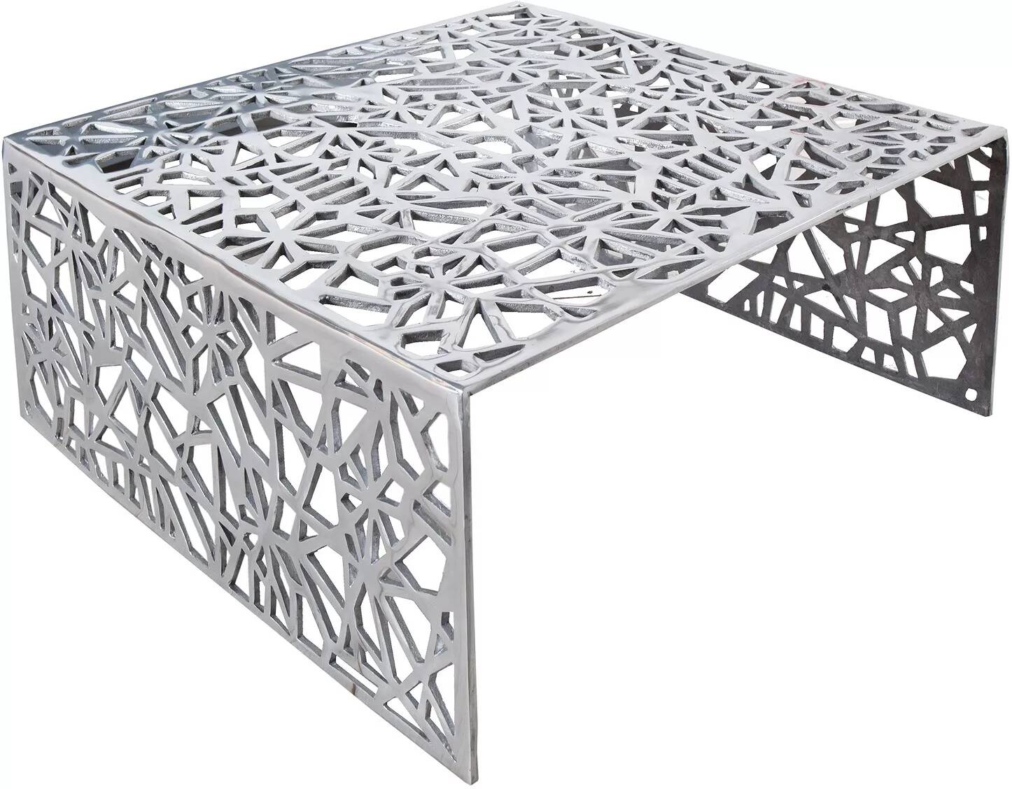 Table basse design en aluminium argenté L60