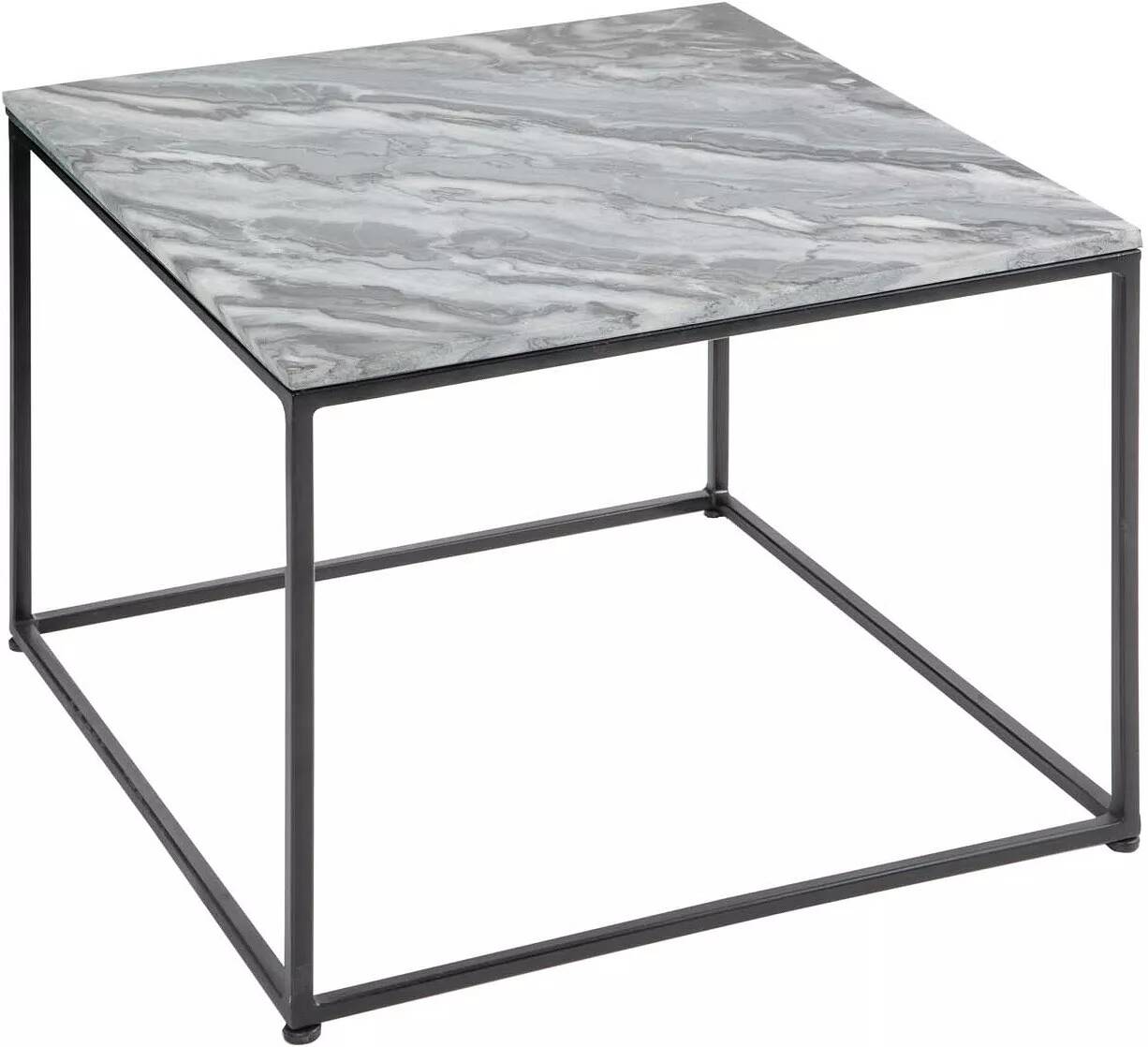 Table basse design aspect marbre gris et métal noir