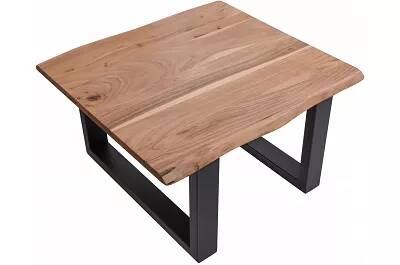 Table basse bords d'arbres bois acacia et acier noir