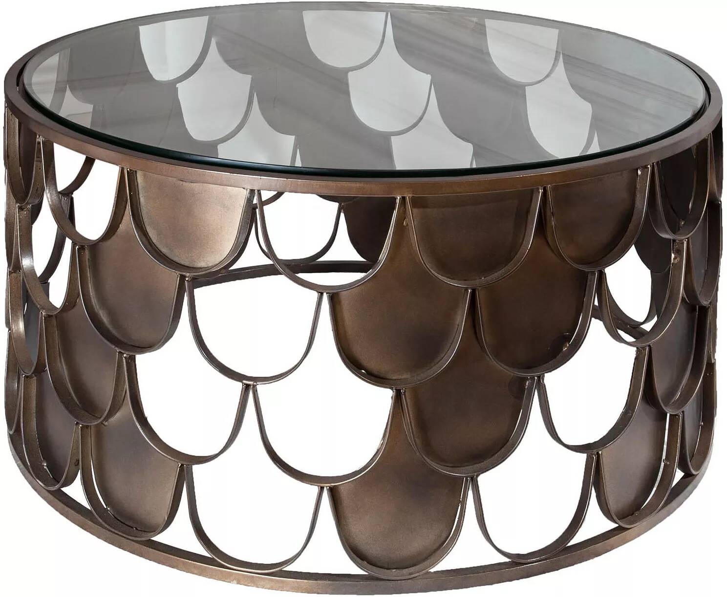 Table basse design en métal marron antique Ø60