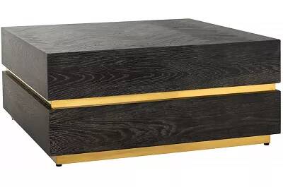 Table basse en bois chêne noir et acier doré
