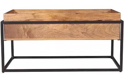 Table basse en bois acacia avec espace de rangement et plateau amovible