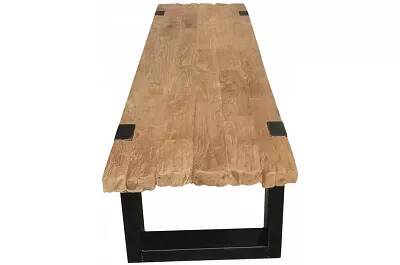 Table basse design en bois teck recyclé et métal noir