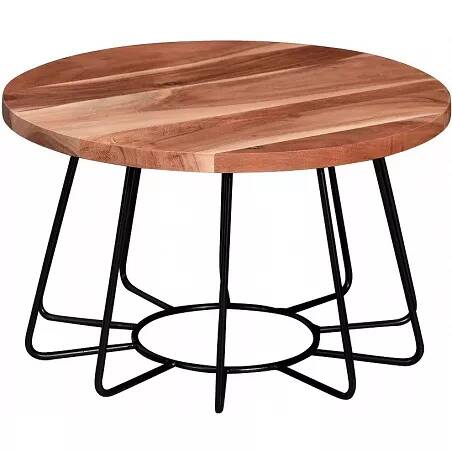 Table basse en bois massif acacia et acier noir mat
