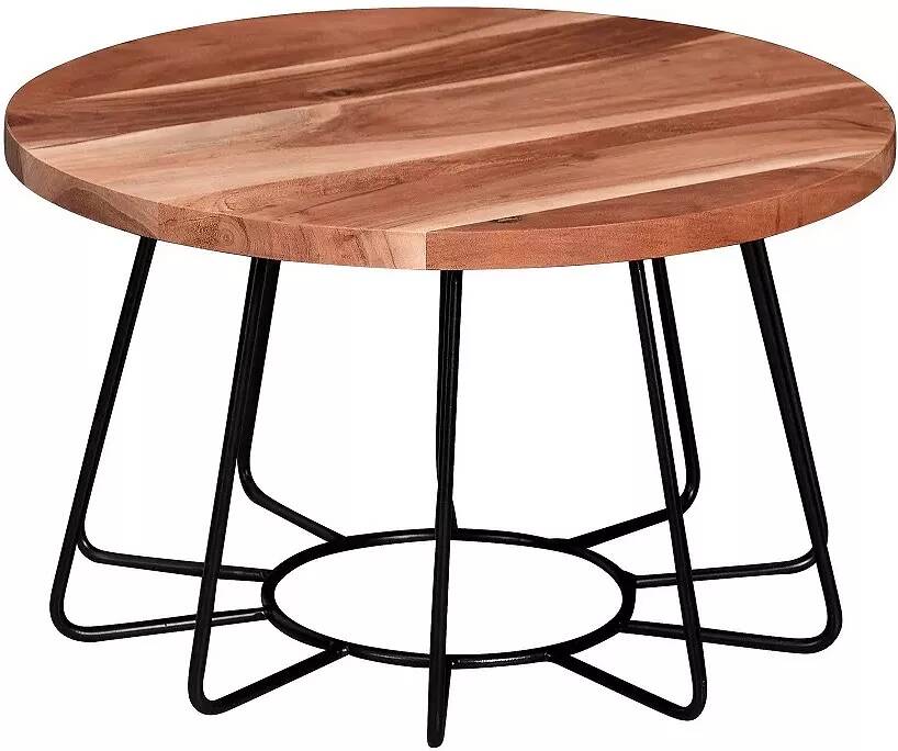 Table basse en bois massif acacia et acier noir mat