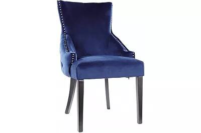 Set de 2 chaises en velours bleu nuit et dossier capitonné
