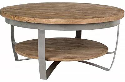 Table basse en bois de manguier et acier Ø90
