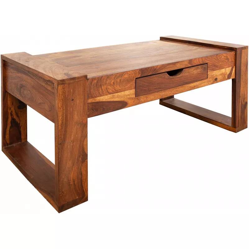 Table basse en bois massif sheesham 1 tiroir