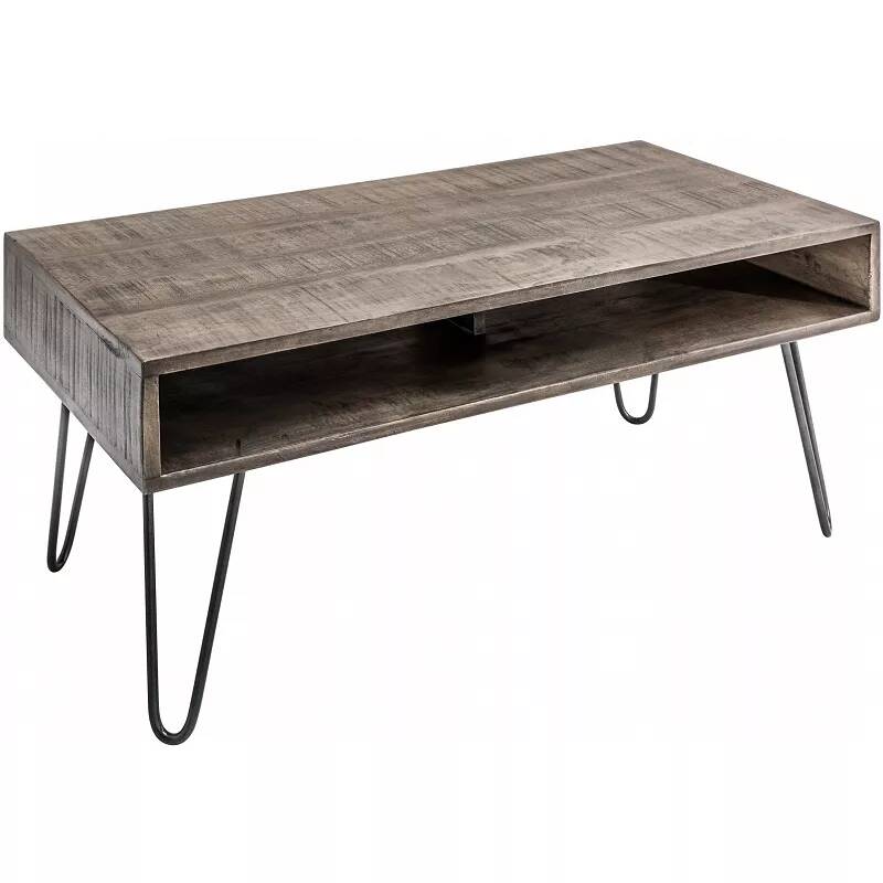 Table basse en bois massif manguier gris 1 compartiment