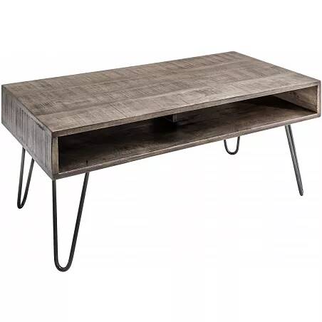 Table basse en bois massif manguier gris 1 compartiment