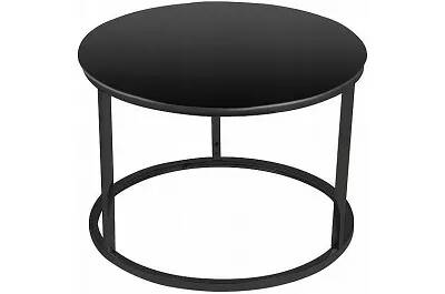 Set de 2 tables basses gigognes design en verre noir et métal noir mat