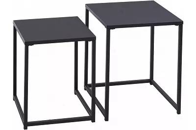 Set de 2 tables d'appoint gigognes métal noir
