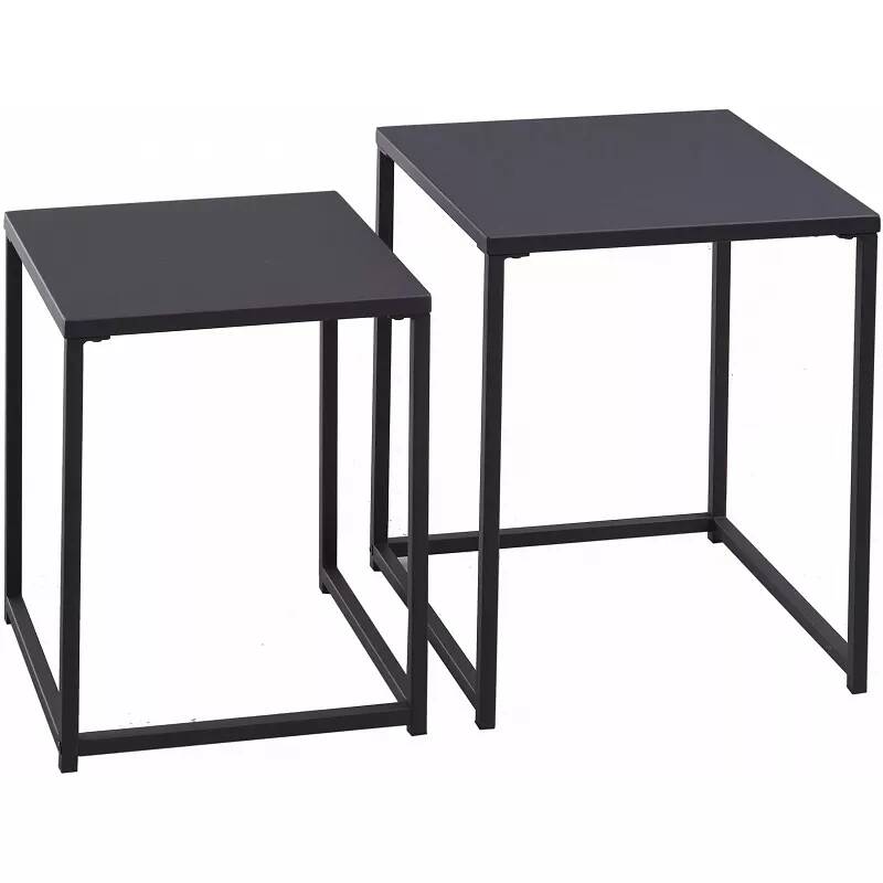 Set de 2 tables d'appoint gigognes métal noir