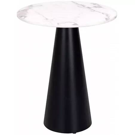 Table d'appoint en aspect marbre blanc et métal noir