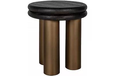 Table d'appoint en bois massif chêne noir et métal bronze