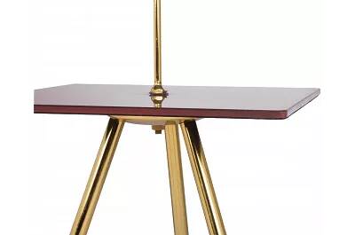 Table d'appoint design en acier doré et verre rose