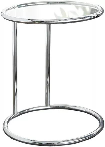 Table d'appoint design en métal chromé et verre
