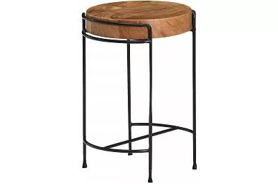 Table d'appoint en bois acacia et métal noir