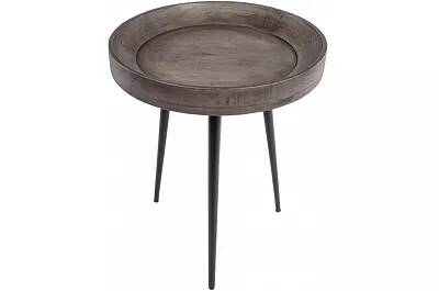 Table d'appoint en bois massif acacia gris et métal noir