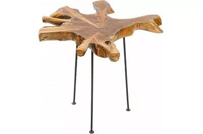 Table d'appoint en bois massif de teck et métal noir