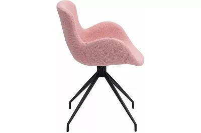 Chaise pivotante en tissu bouclé rose