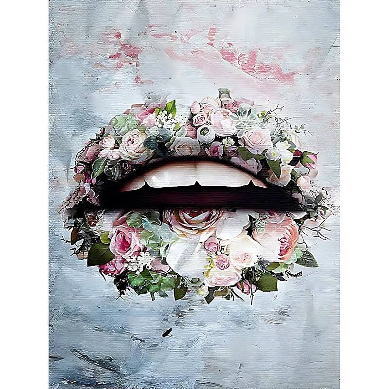 Tableau sur toile Lips Fleurs