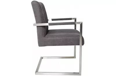 Chaise en microfibre matelassé gris vintage