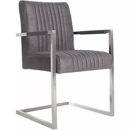 Chaise en microfibre matelassé gris vintage