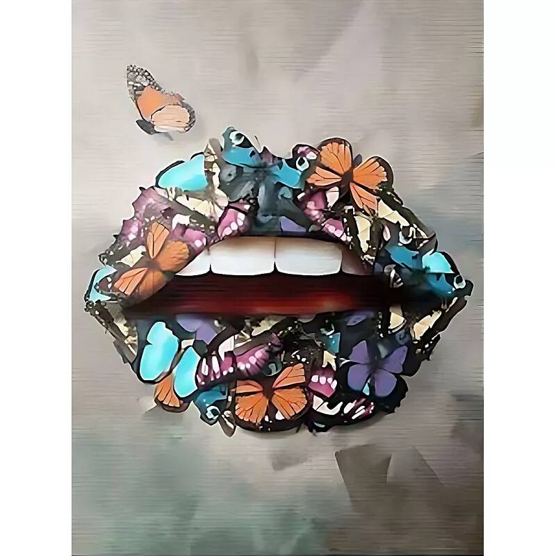 Tableau sur toile Lips Butterfly