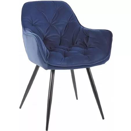 Set de 2 chaises en velours matelassé bleu nuit