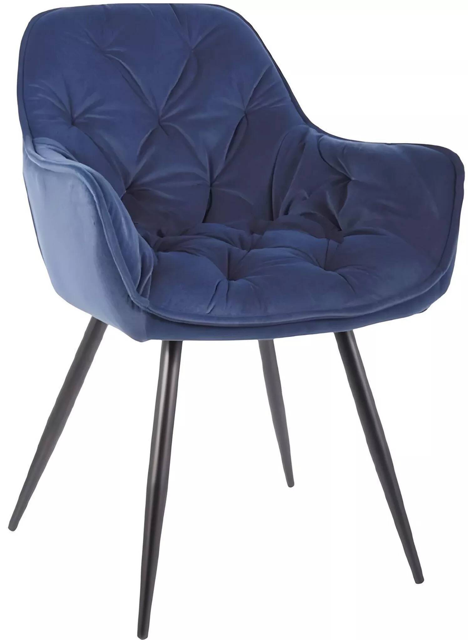 Set de 2 chaises en velours matelassé bleu nuit