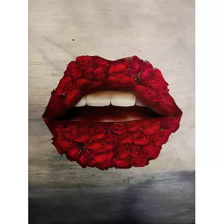 Tableau sur toile Lips Roses Rouges