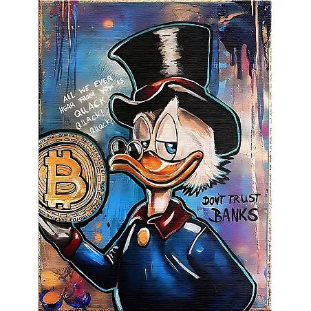 Tableau sur toile Donald Duck Bitcoin