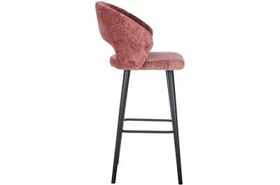 Chaise de bar en tissu chenille rose