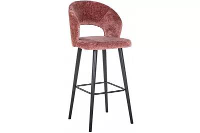 Chaise de bar en tissu chenille rose