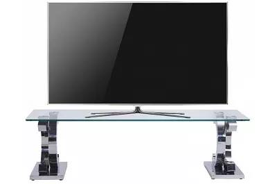 Meuble TV en acier chromé et verre
