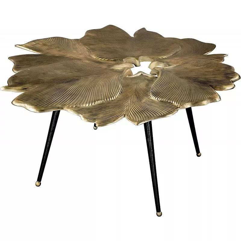 Table basse design en aluminium doré et noir