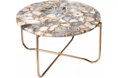 Table basse design en agate et métal doré