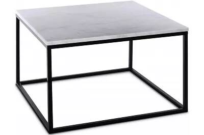 Table basse design en aspect marbre blanc et métal noir