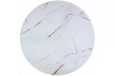 Table basse design en verre aspect marbre blanc et métal noir et doré