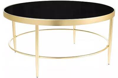Table basse design en verre noir et métal doré