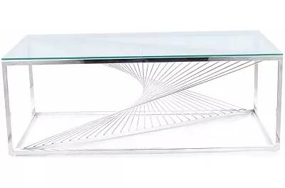 Table basse design en verre et acier chromé