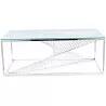 Table basse design en verre et acier chromé